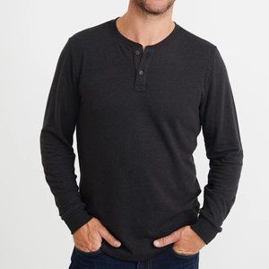 MARINE LAYER DOUBLE KNIT HENLEY L/S BLACK S M L XL